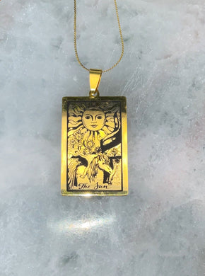 The Sun Tarot Card Gold Necklace