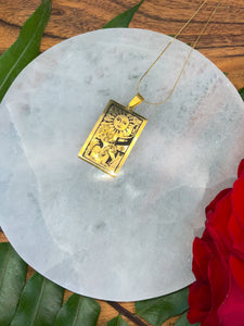 The Sun Tarot Card Necklace - Gold
