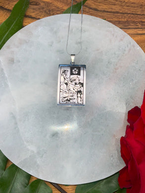 Death Tarot Card Necklace - Silver
