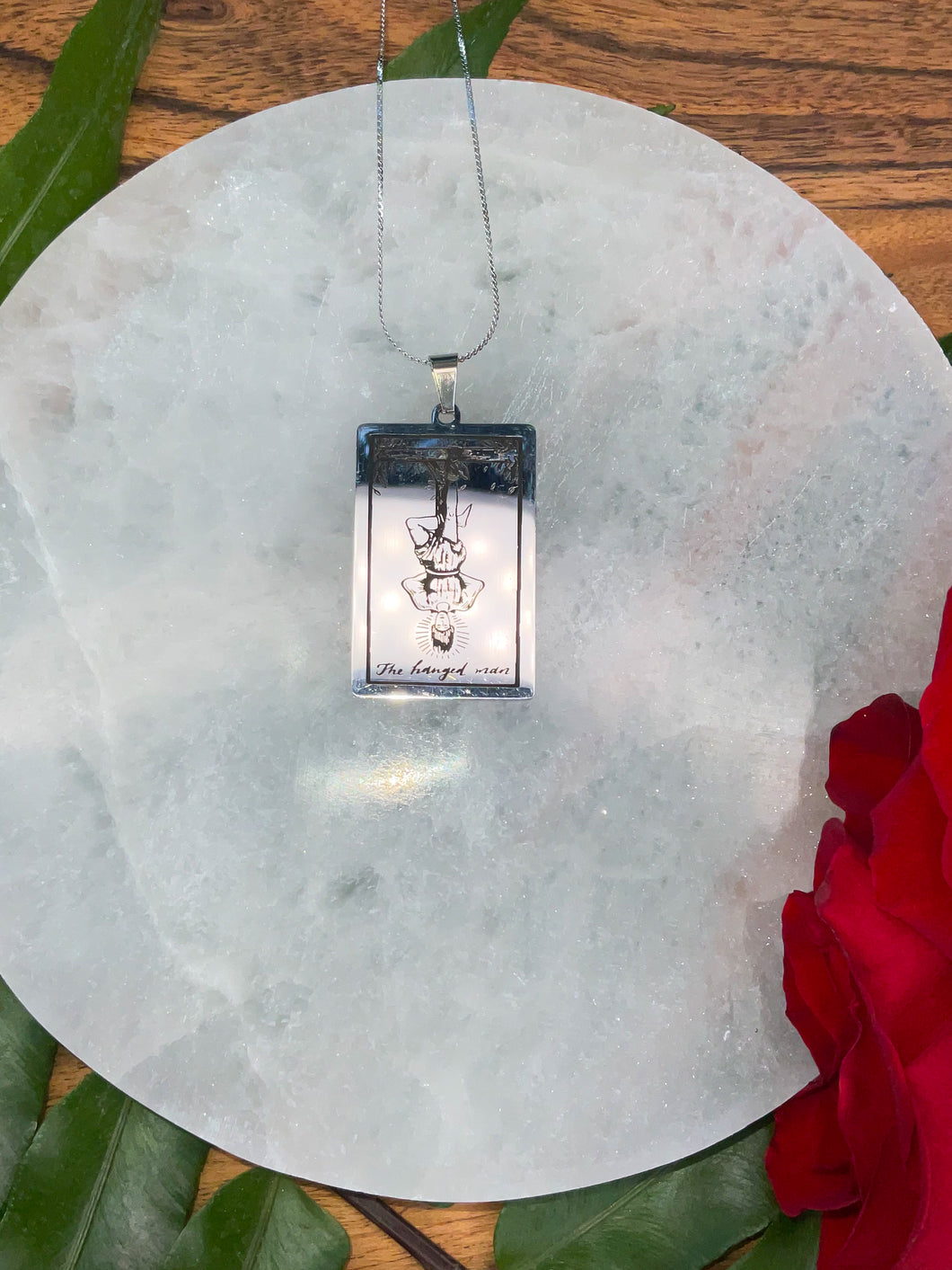 The Hanged Man Tarot Card Necklace - Silver