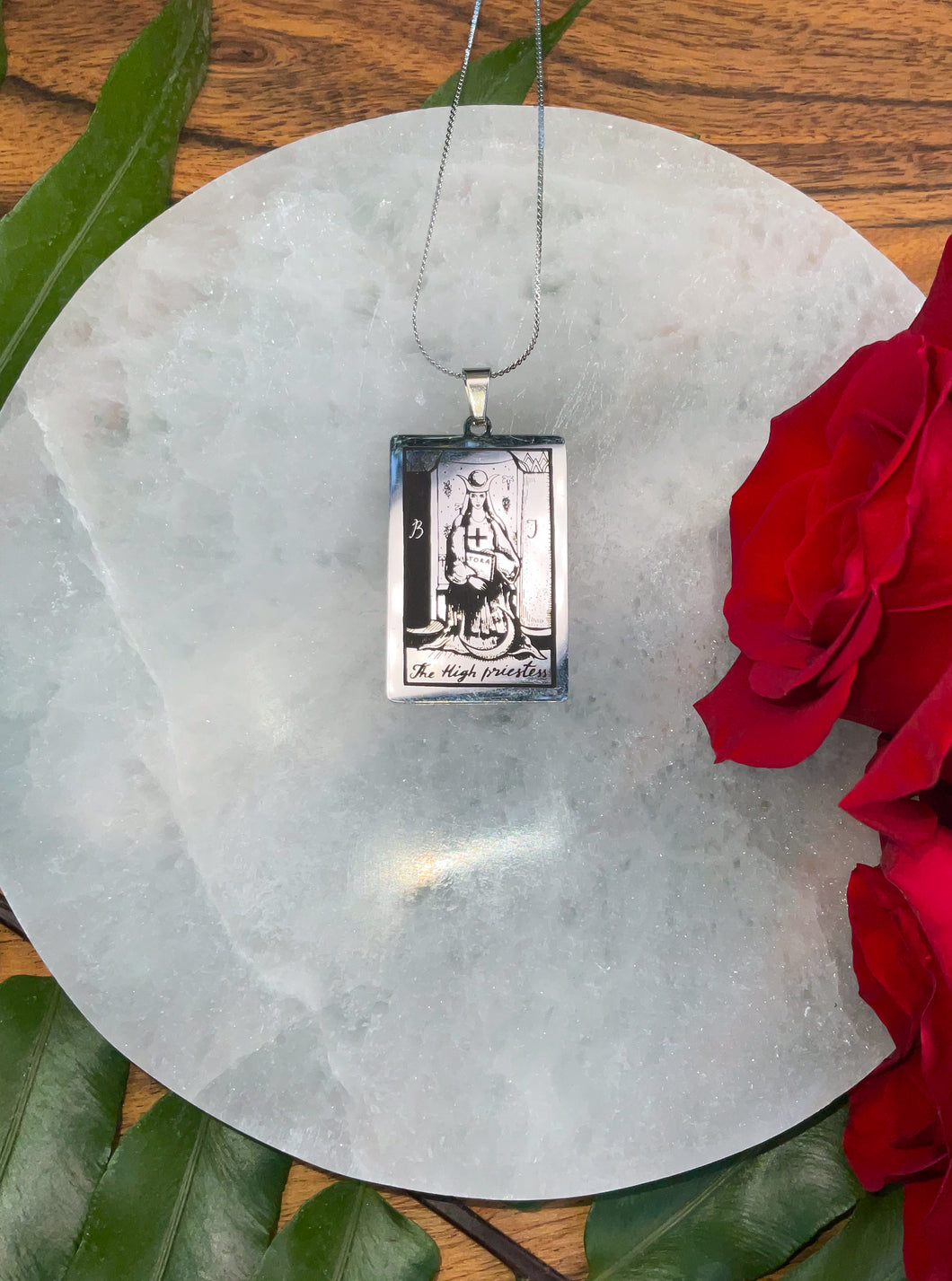The High Priestess Tarot Card Necklace - Silver