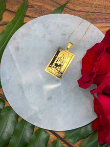 The High Priestess Tarot Card Necklace - Gold