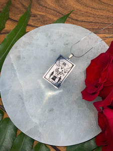 The Devil Tarot Card Necklace - Silver