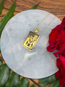 The Devil Tarot Card Necklace - Gold