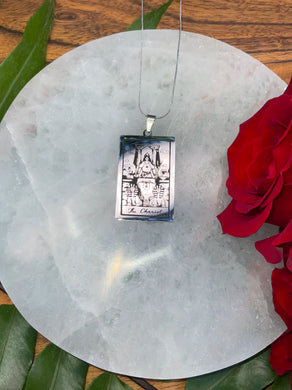 The Chariot Tarot Card Necklace - Silver