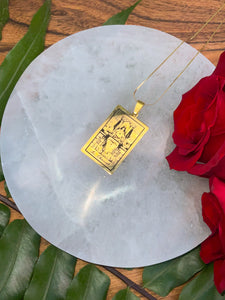 The Chariot Tarot Card Necklace - Gold