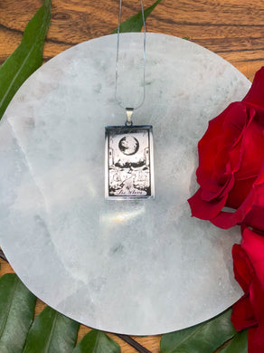 The Moon Tarot Card Necklace - Silver