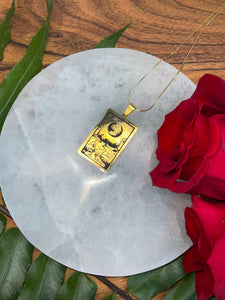 The Moon Tarot Card Necklace - Gold