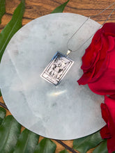 Load image into Gallery viewer, Justice Tarot Card Necklace - Silver