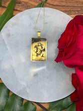 Load image into Gallery viewer, Strength Tarot Card Necklace - Gold
