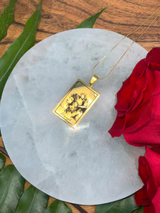 Strength Tarot Card Necklace - Gold
