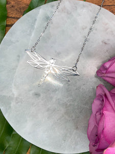 Dragonfly Spirit Animal Necklace - Silver