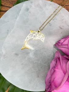 Dolphin Spirit Animal Necklace - Gold