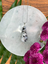 Load image into Gallery viewer, Rainbow Moonstone Teardrop Crystal Silver Necklace
