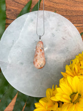 Load image into Gallery viewer, Sunstone Teardrop Crystal Silver Necklace