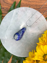 Load image into Gallery viewer, Sodalite Teardrop Crystal Silver Necklace