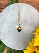 Load image into Gallery viewer, Tiger Eye Diamond Crystal Gold Necklace