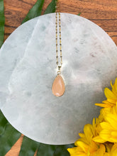 Load image into Gallery viewer, Apricot Agate Medium Teardrop Crystal Gold Necklace