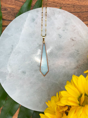 Amazonite Crystal Dagger Gold Necklace