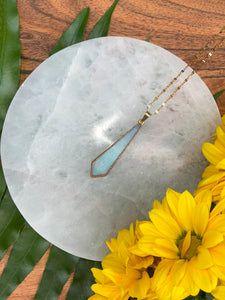 Amazonite Crystal Dagger Gold Necklace