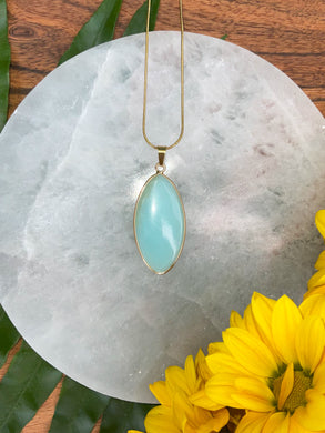Amazonite Petal Crystal Gold Necklace
