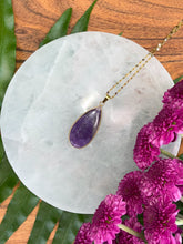 Load image into Gallery viewer, Amethyst Large Teardrop Crystal Gold Necklace