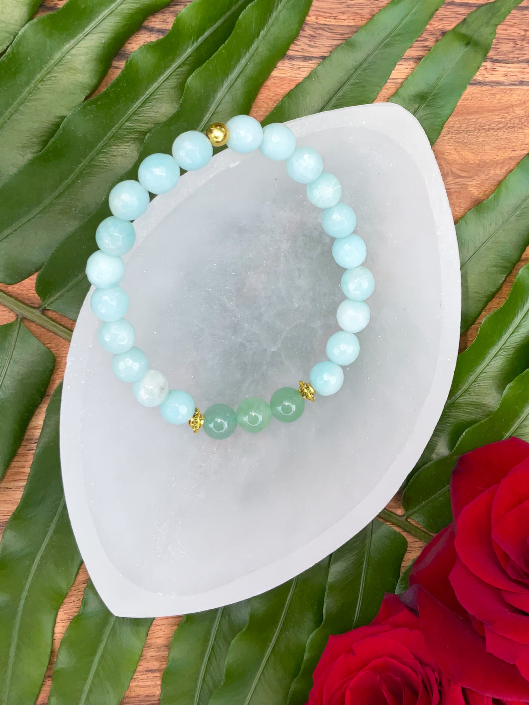 Amazonite & Green Aventurine Crystal Bracelet