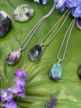 Load image into Gallery viewer, Fluorite Faceted Crystal Silver Necklace