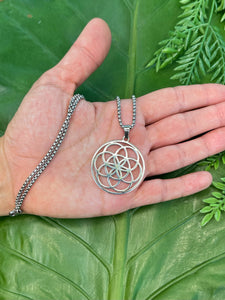 Seed of Life Sacred Geometry Silver Necklace