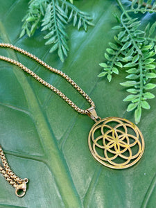 Seed of Life Sacred Geometry Gold Necklace