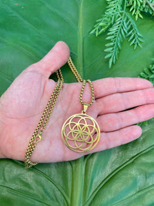 Seed of Life Sacred Geometry Gold Necklace