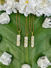 Load image into Gallery viewer, Rainbow Moonstone Point Crystal Gold Necklace