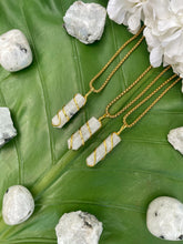 Load image into Gallery viewer, Rainbow Moonstone Point Crystal Gold Necklace