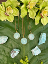 Load image into Gallery viewer, Amazonite Circular Crystal Medallion Gold Necklace