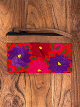 Load image into Gallery viewer, Embroidered Floral Faux Leather Purse with Double Zipper &amp; Adjustable Strap