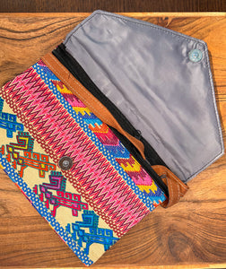 Embroidered Clutch Handbag - Beige