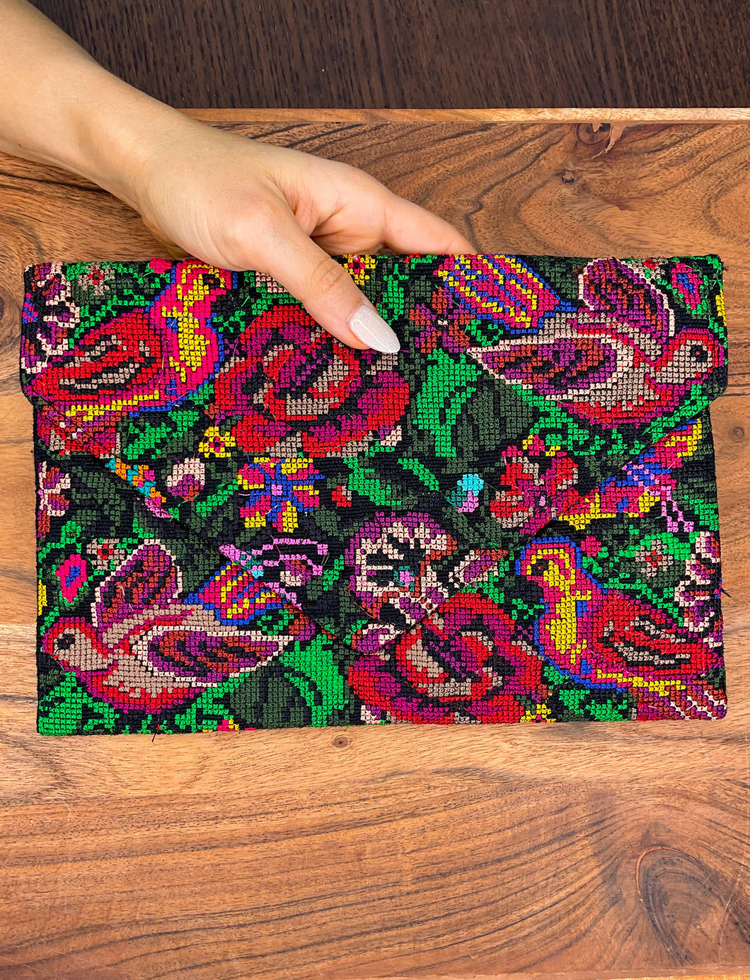 Embroidered Clutch Handbag - Floral
