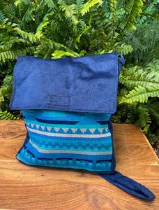 Embroidered Unisex Messenger Bag - Blue