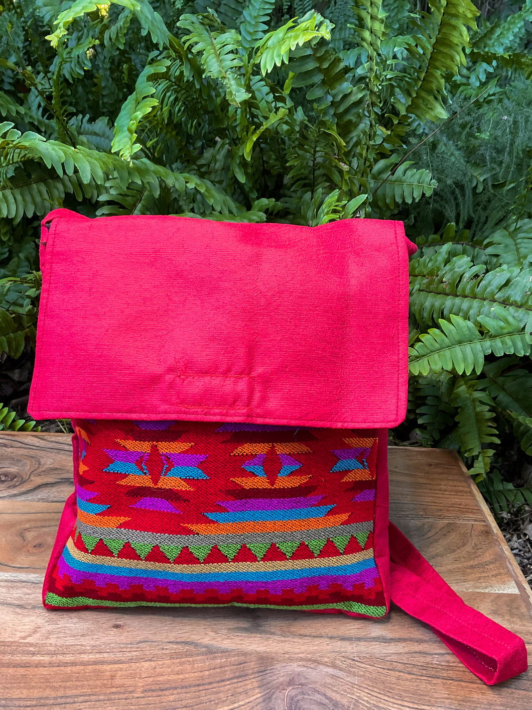 Embroidered Unisex Messenger Bag - Red
