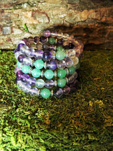 Load image into Gallery viewer, Fluorite &amp; Green Aventurine 108 Bead Mala Bracelet
