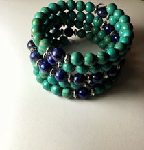 Load image into Gallery viewer, Turquoise Howlite &amp; Lapis Lazuli 108 Bead Mala Bracelet