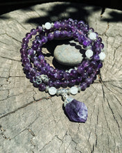 Load image into Gallery viewer, Amethyst &amp; Milky Quartz 108 Mala Beads