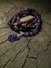 Load image into Gallery viewer, Amethyst &amp; Garnet 108 Mala Beads