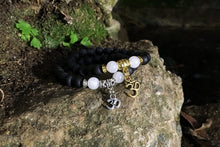 Load image into Gallery viewer, 7th (Crown) Chakra Onyx Om Bracelet