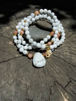 Howlite & Sunstone 108 Mala Beads