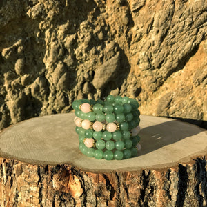 Green Aventurine & Rose Quartz 108 Bead Mala Bracelet (For Zodiac: Taurus)