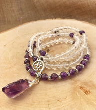 Load image into Gallery viewer, Amethyst &amp; Crystal Quartz Mala Beads
