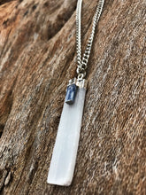 Load image into Gallery viewer, Selenite &amp; Blue Kyanite Silver Crystal Necklace