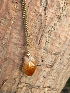 Citrine Raw Crystal Gold Necklace