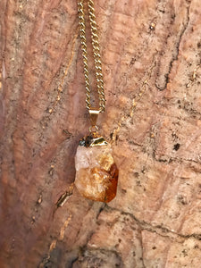 Citrine Raw Crystal Gold Necklace